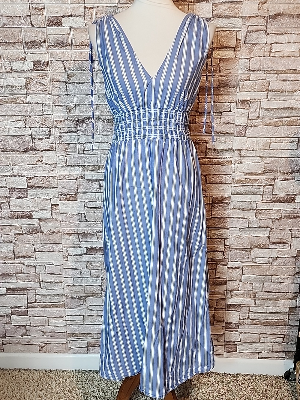 Old Navy Blue and White Striped Sleeveless Dress